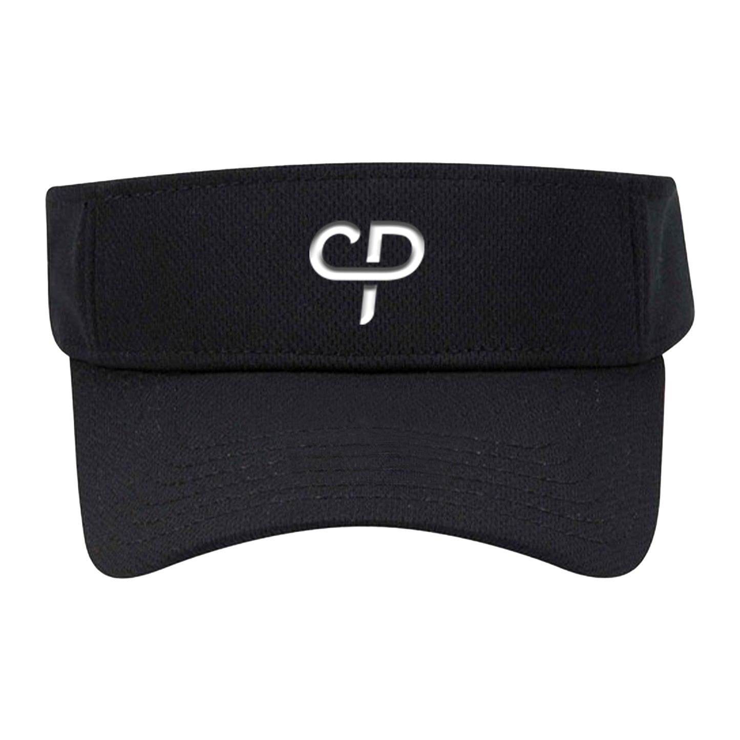 CP Parenteau pickleball athletic performance visor in black front view white logo