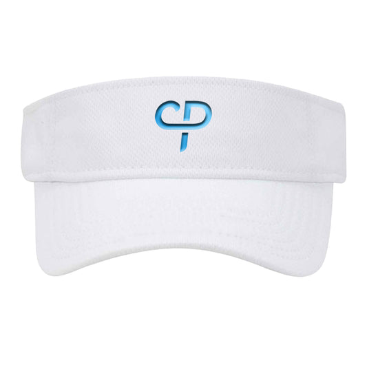 CP Parenteau pickleball athletic performance visor in white front view blue logo