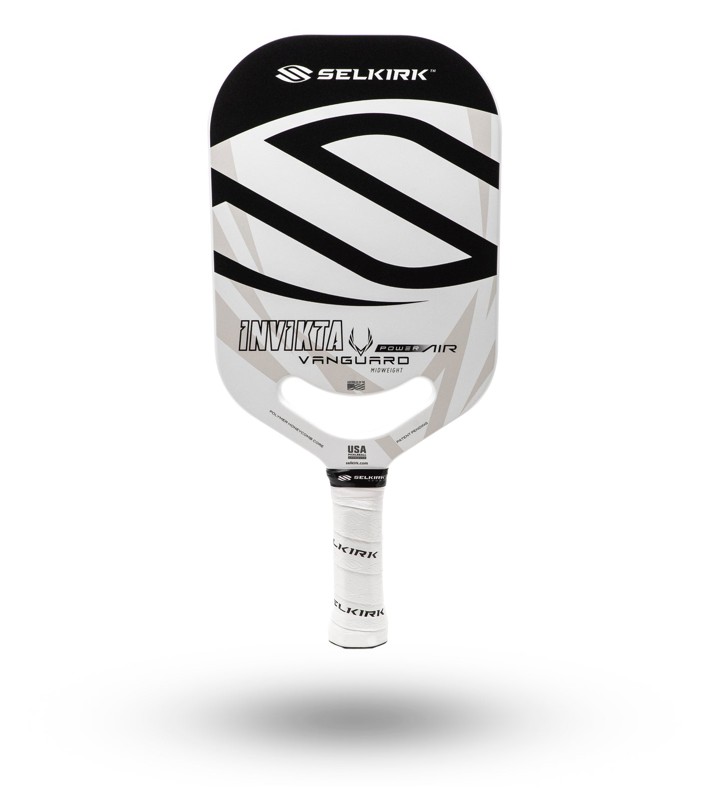 Selkirk Power Air Vanguard Invikta Pickleball Paddle in black and white