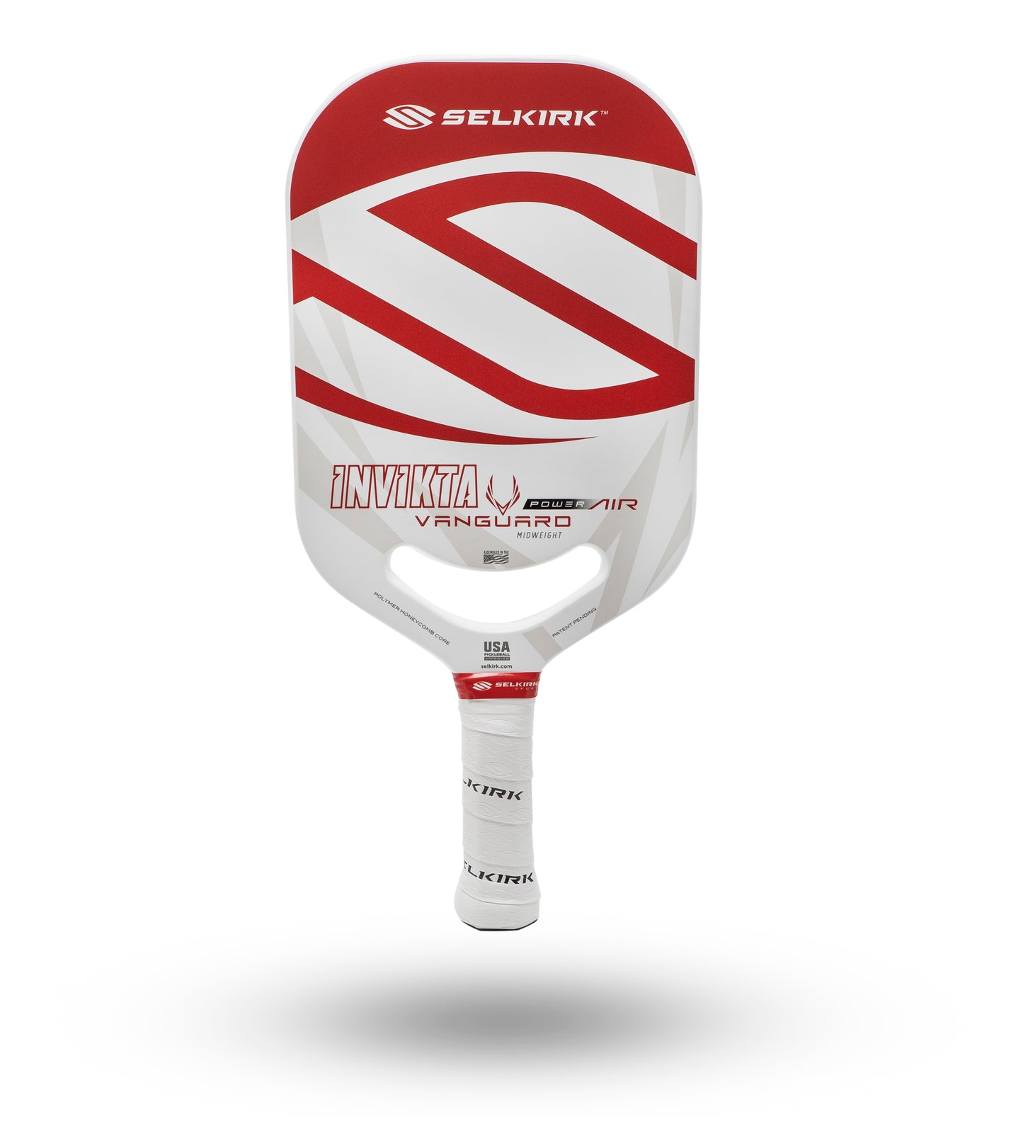 Selkirk Power Air Vanguard Invikta Pickleball Paddle in red and white