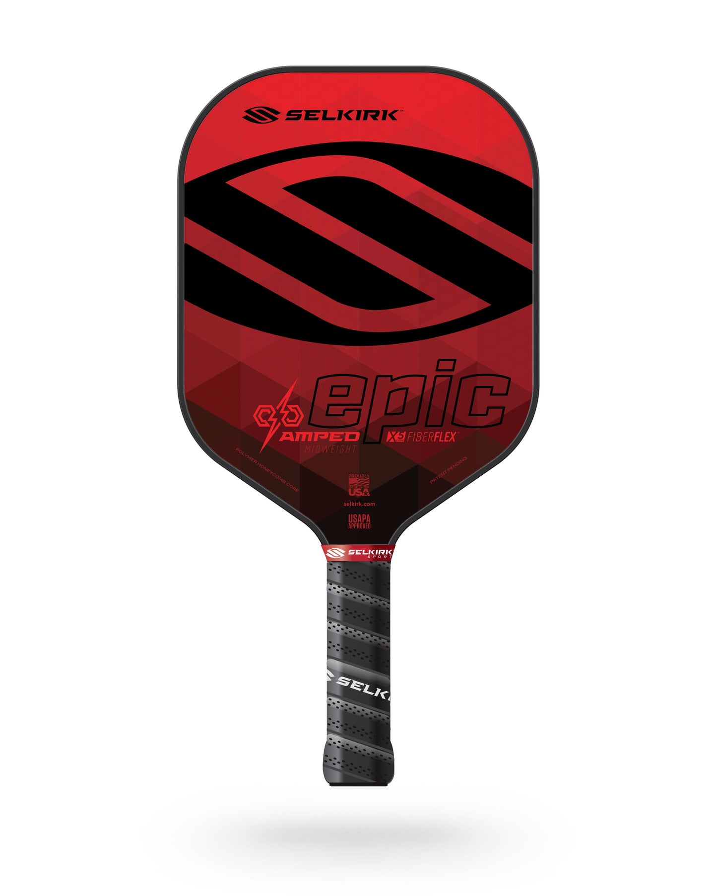 Selkirk AMPED Epic pickleball paddle in red and black