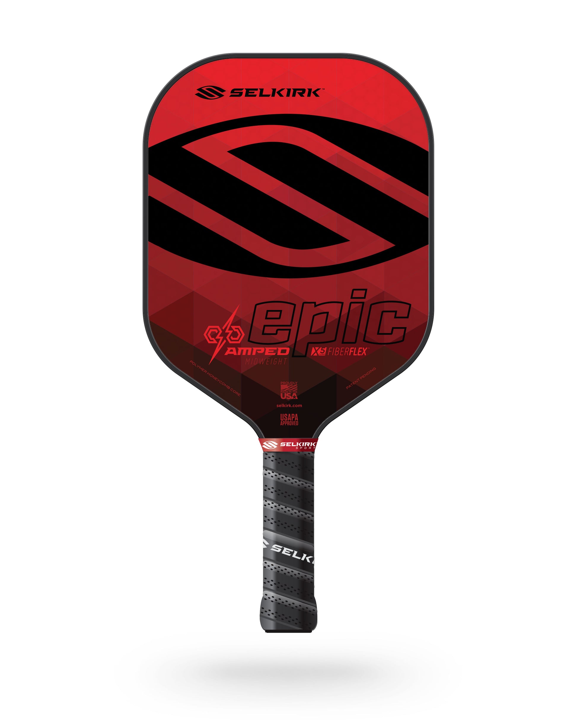 Selkirk AMPED Epic pickleball paddle in red and black
