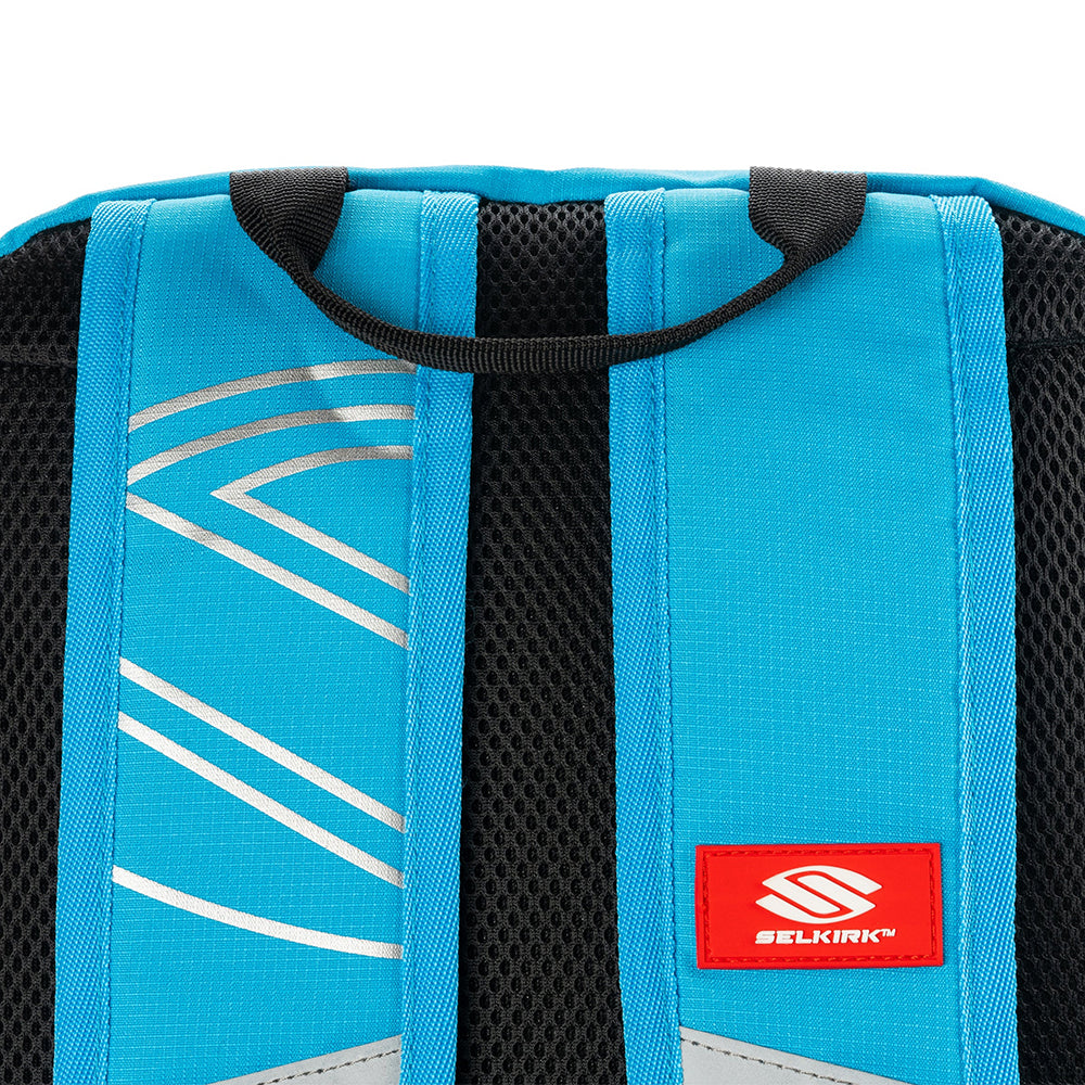 Selkirk Core Line Day Pickleball Backpack in blue close up strap view