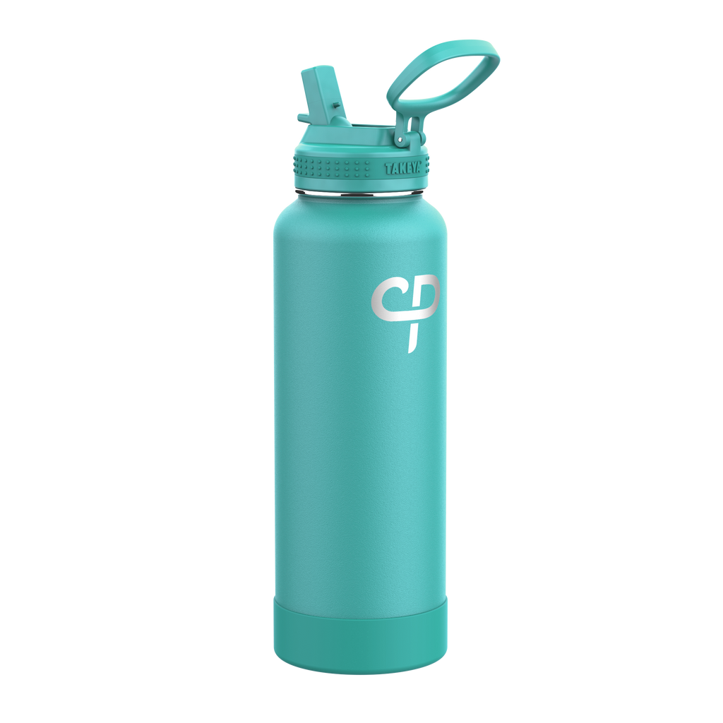 Takeya Pickleball Insulated Water Bottle with Sport Spout Lid 40oz Dropshot Teal