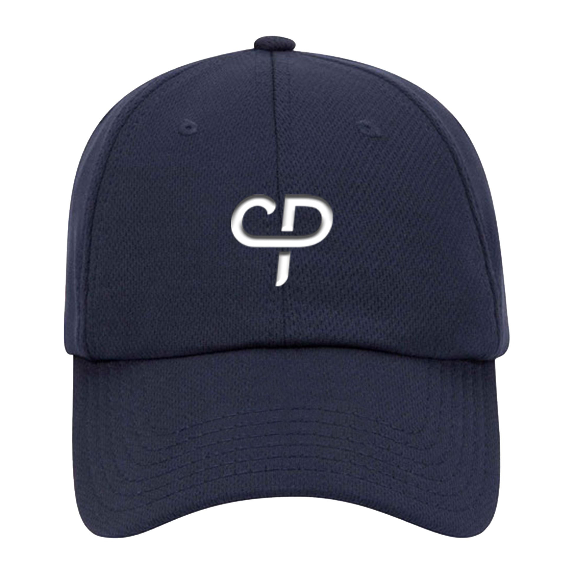 CP Parenteau 6 panel pickleball athletic performance hat in navy blue front view