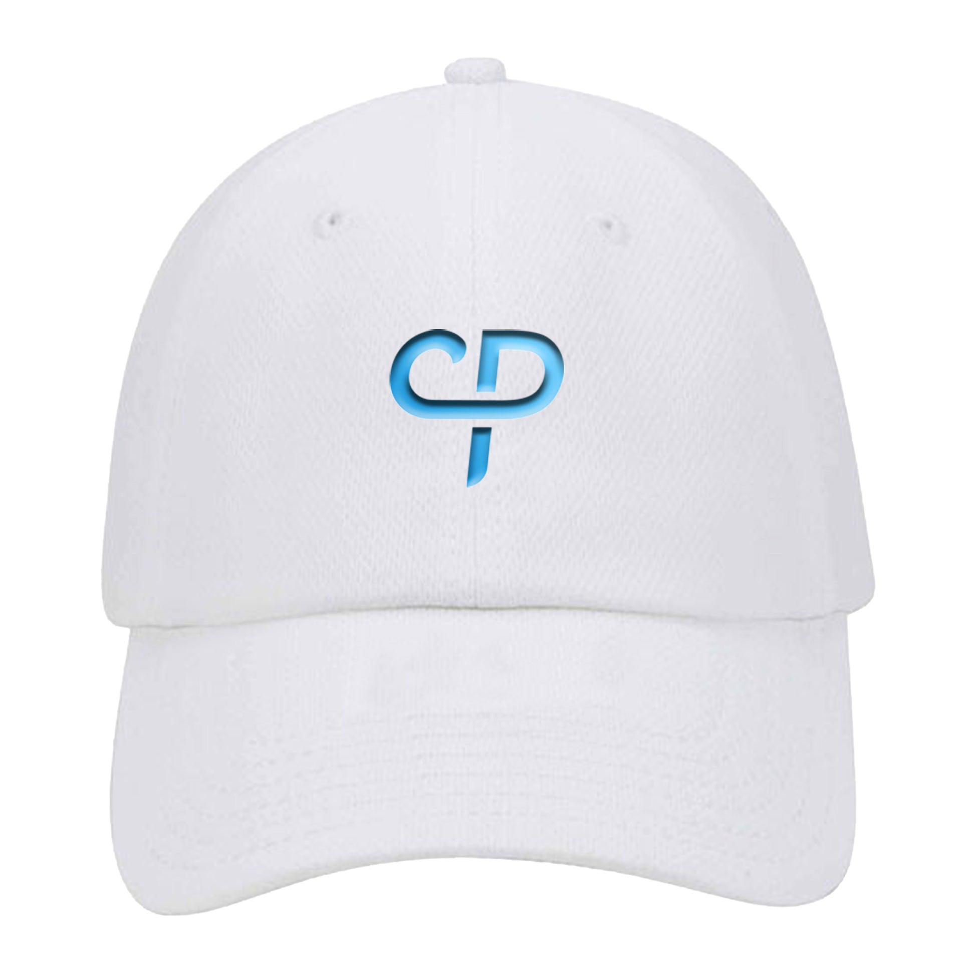 CP Parenteau 6 panel pickleball athletic performance hat in white front view