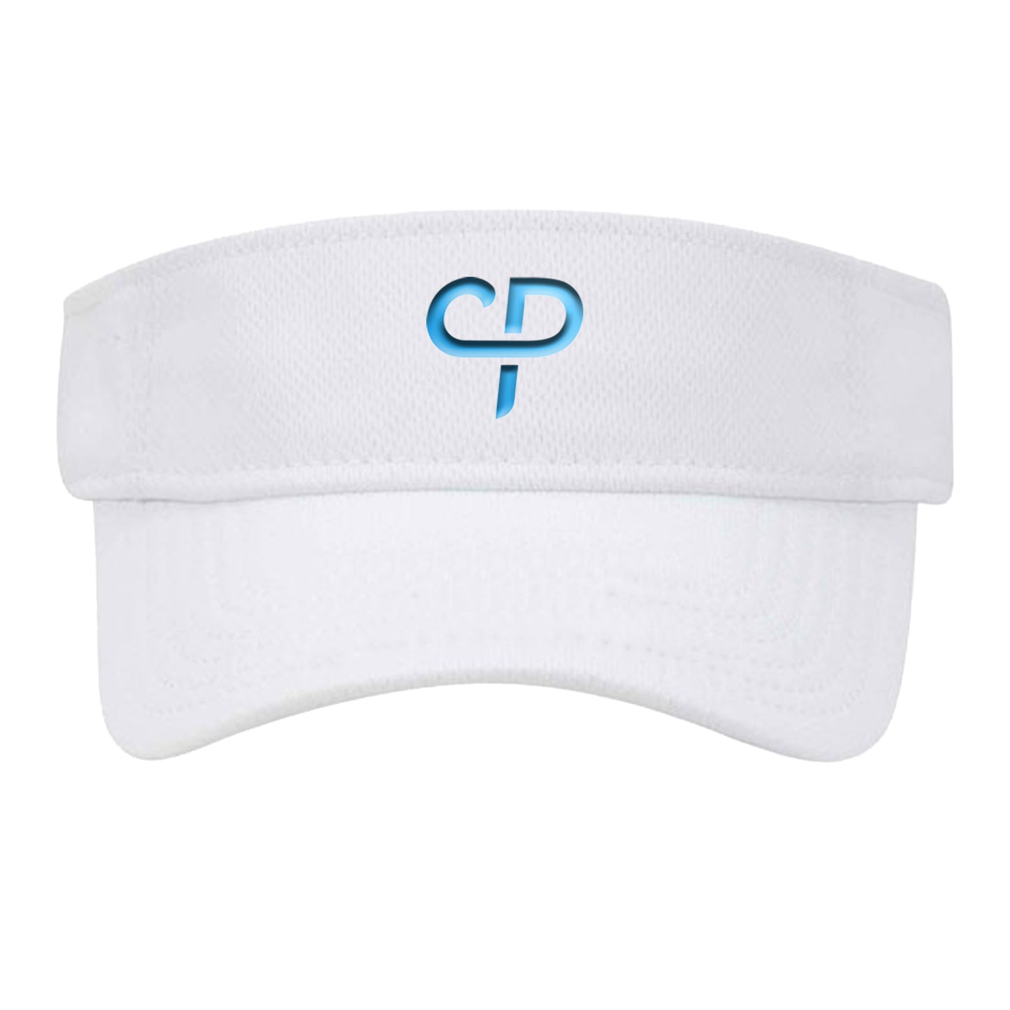 CP Parenteau pickleball athletic performance visor in white front view blue logo
