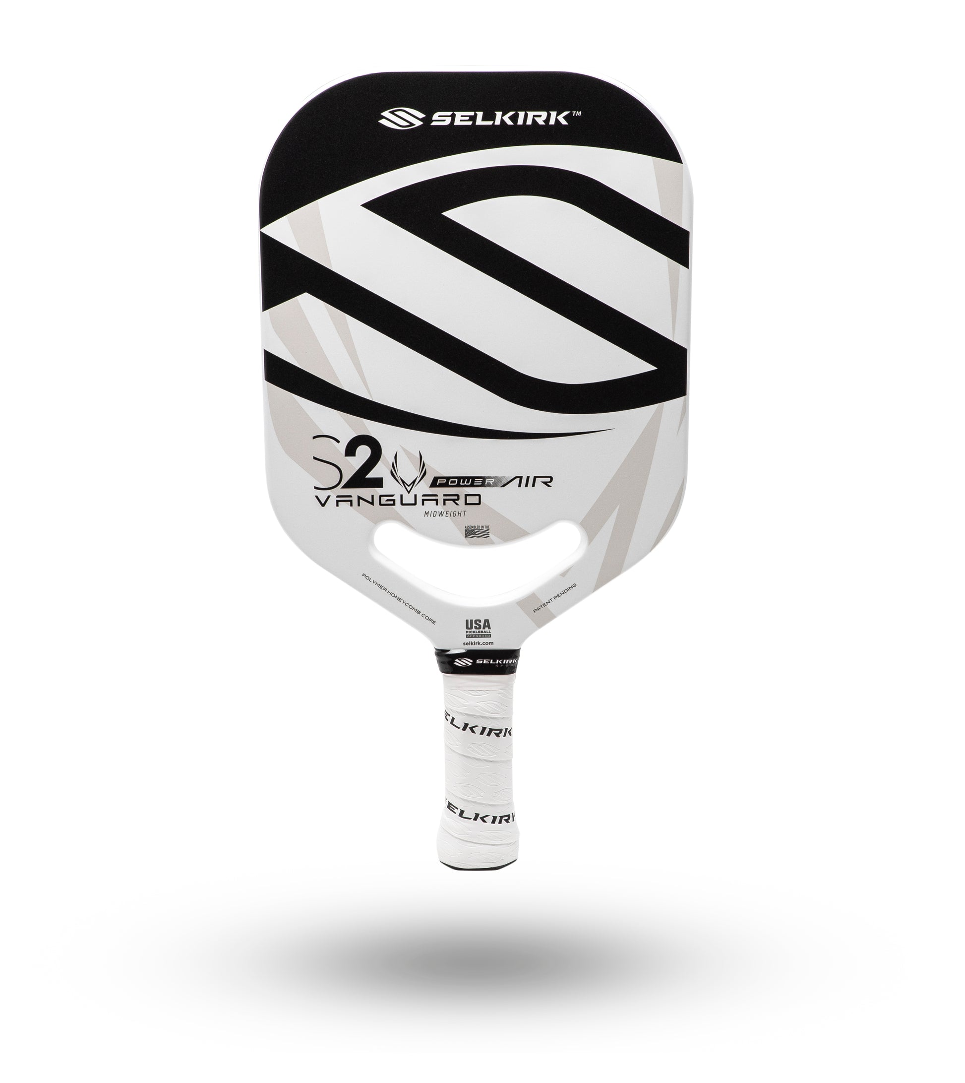 Selkirk Vanguard Power Air S2 Pickleball Paddle in black and white